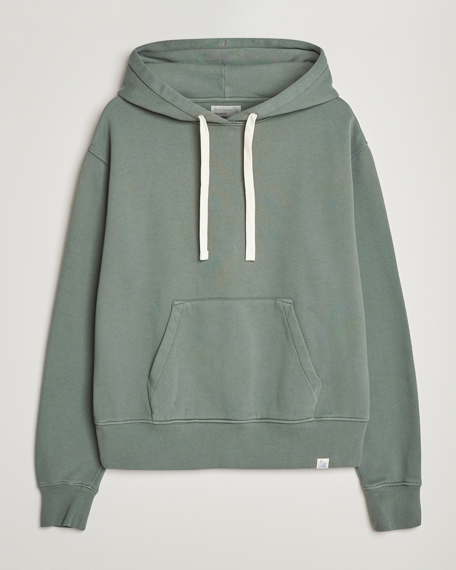 Herr | Tröjor | Merz b. Schwanen | Organic Cotton Washed Hoodie Green Stone