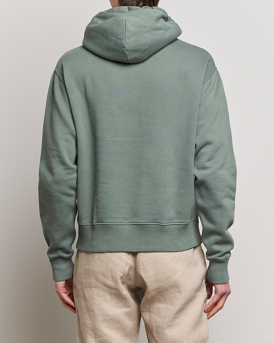 Herr | Tröjor | Merz b. Schwanen | Organic Cotton Washed Hoodie Green Stone