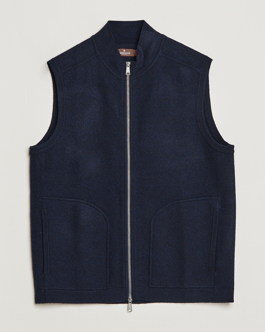 Herr | Västar | Morris Heritage | Pierre Boiled Wool Vest Navy