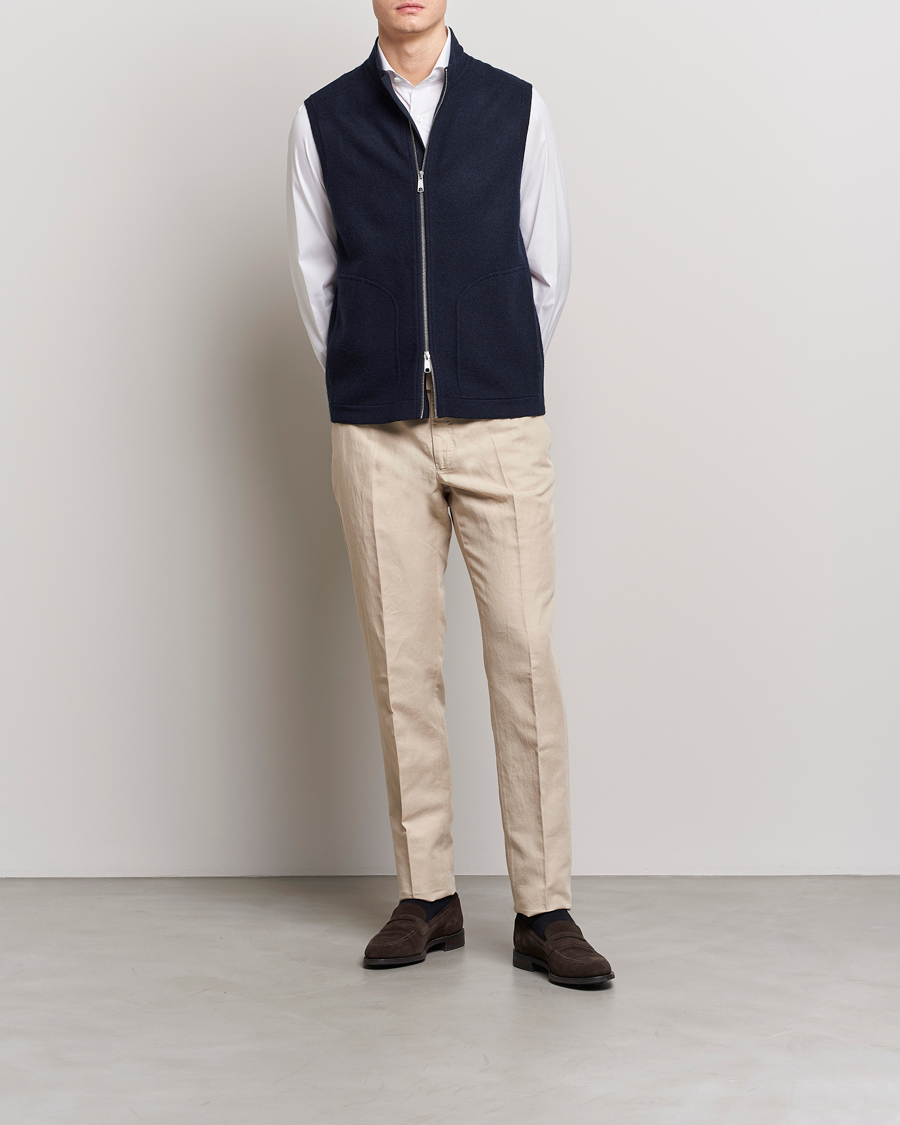 Herr | Västar | Morris Heritage | Pierre Boiled Wool Vest Navy