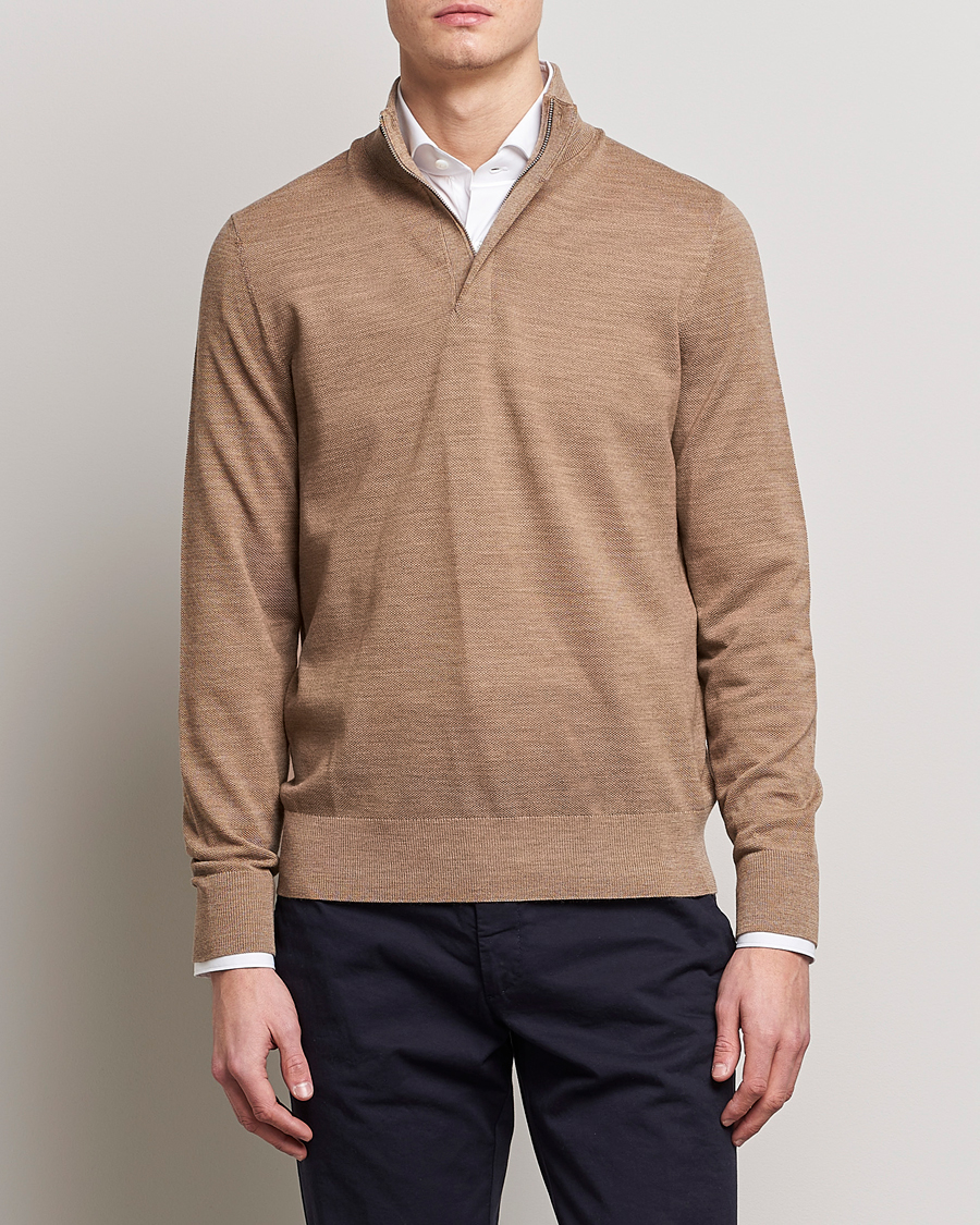 Herr | Tröjor | Morris Heritage | Alberto Merino Half Zip Camel
