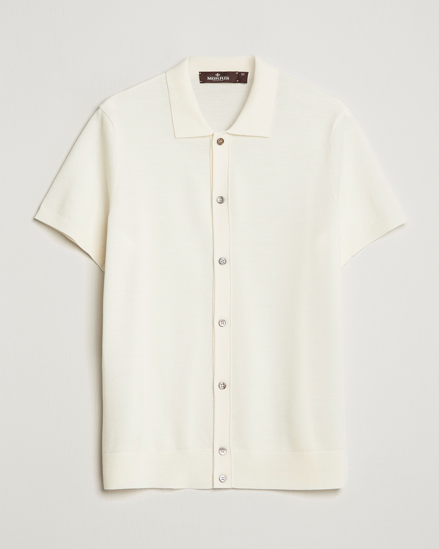 Herr | Pikéer | Morris Heritage | Alberto Knitted Short Sleeve Knitted Shirt Off White