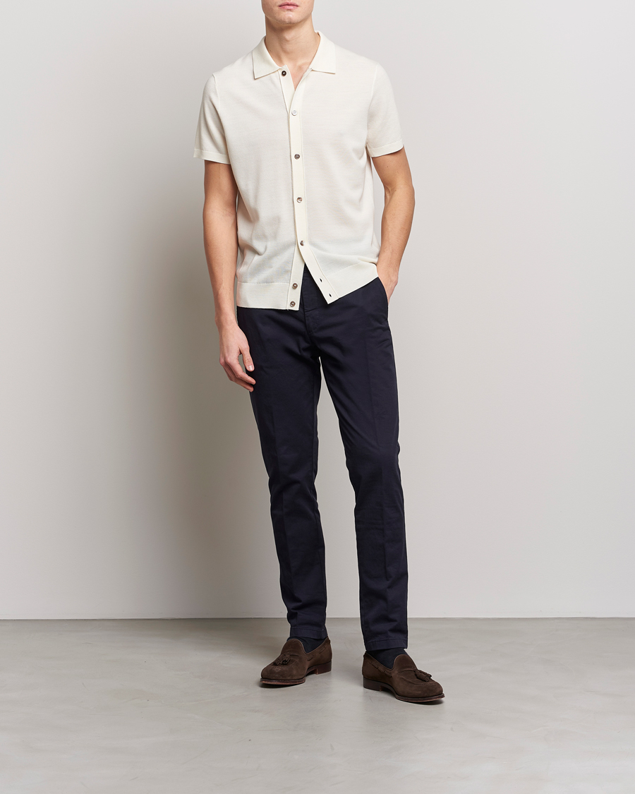 Herr | Pikéer | Morris Heritage | Alberto Knitted Short Sleeve Knitted Shirt Off White
