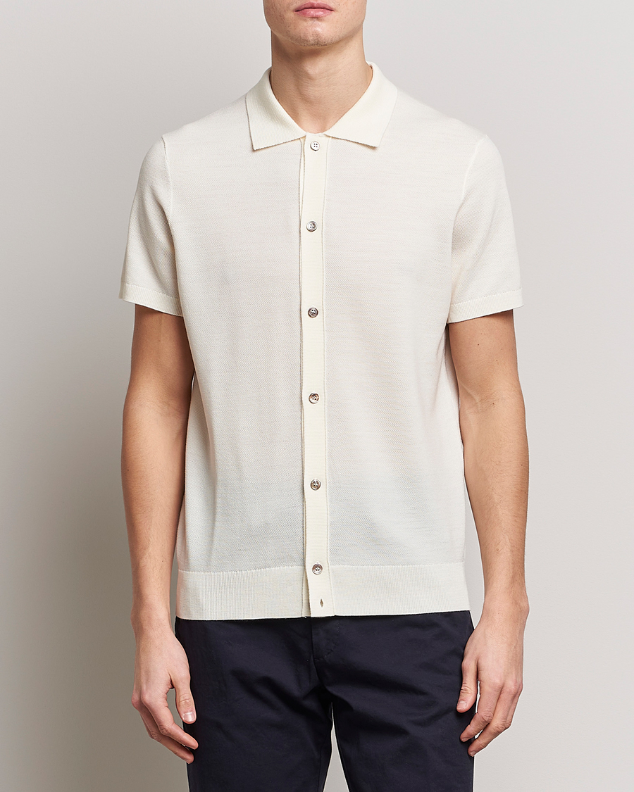 Herr | Morris Heritage | Morris Heritage | Alberto Knitted Short Sleeve Knitted Shirt Off White