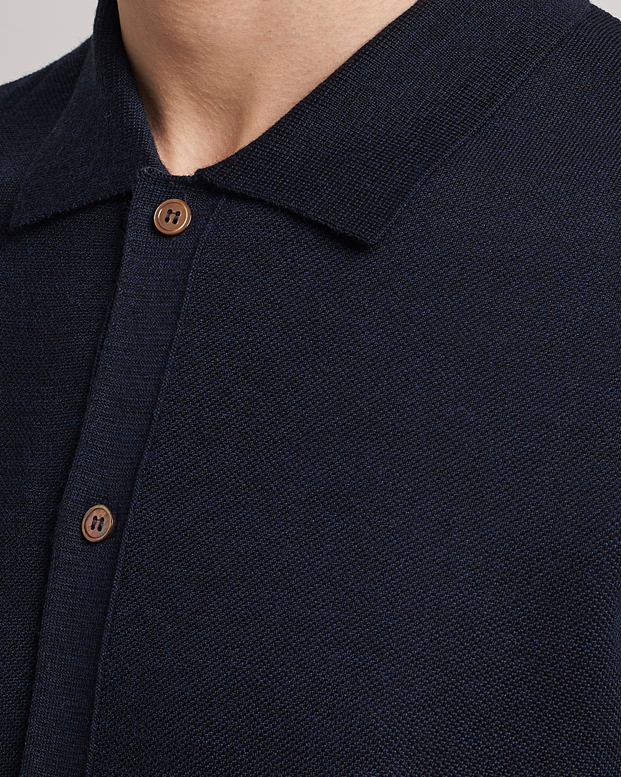Herr | Pikéer | Morris Heritage | Alberto Knitted Short Sleeve Knitted Shirt Navy