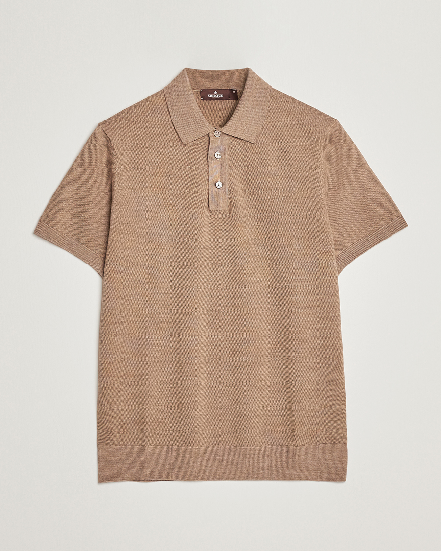 Herr | Pikéer | Morris Heritage | Alberto Knitted Short Sleeve Polo Shirt Camel