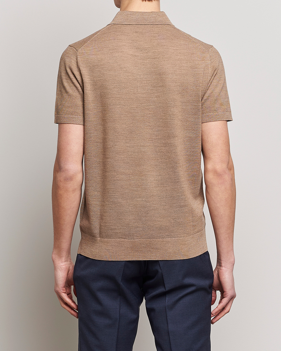 Herr | Pikéer | Morris Heritage | Alberto Knitted Short Sleeve Polo Shirt Camel