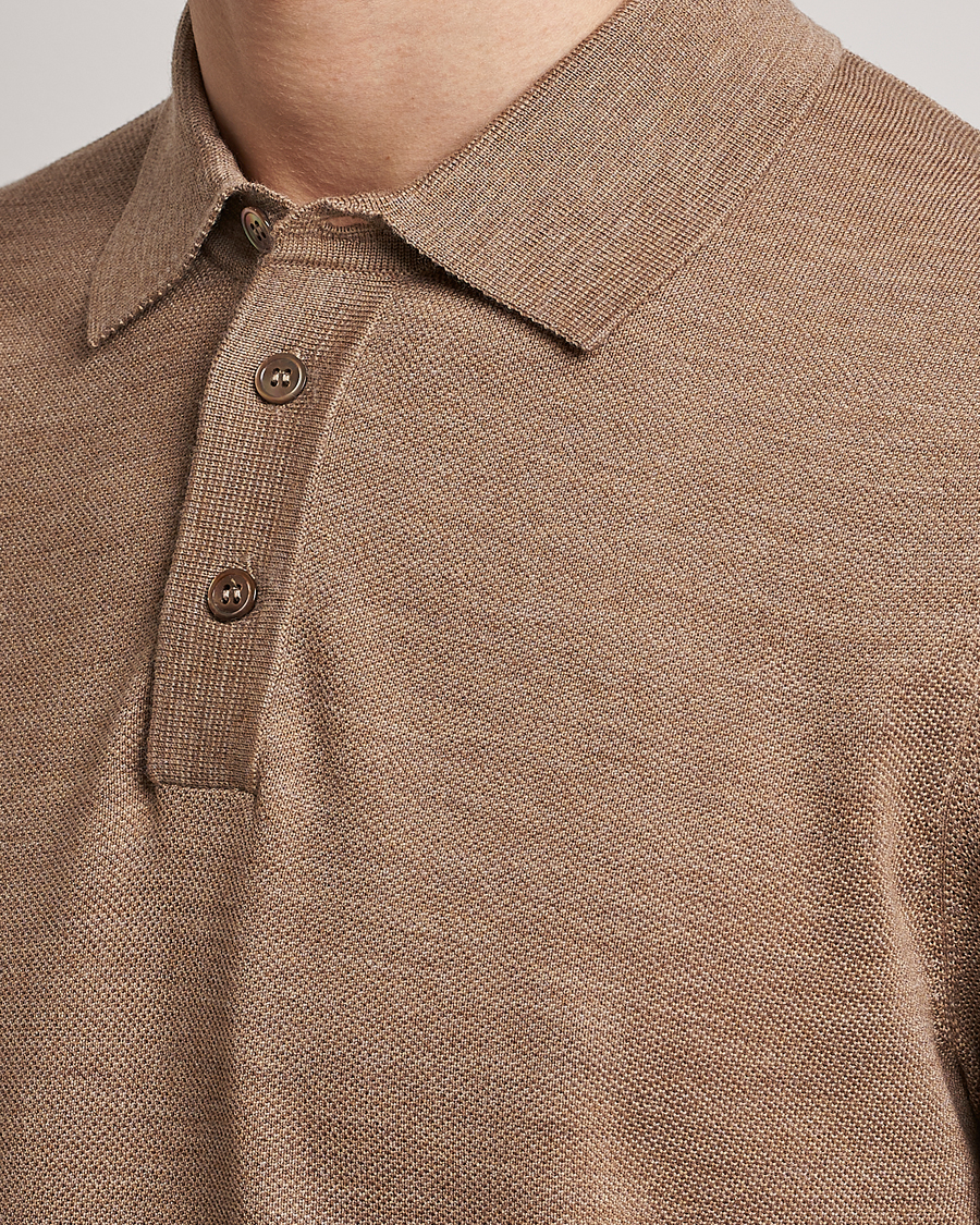 Herr | Pikéer | Morris Heritage | Alberto Knitted Short Sleeve Polo Shirt Camel