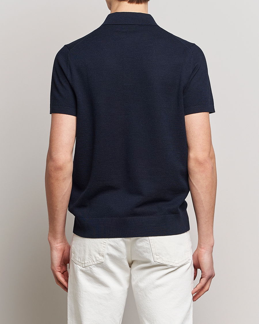 Herr | Pikéer | Morris Heritage | Alberto Knitted Short Sleeve Polo Shirt Navy