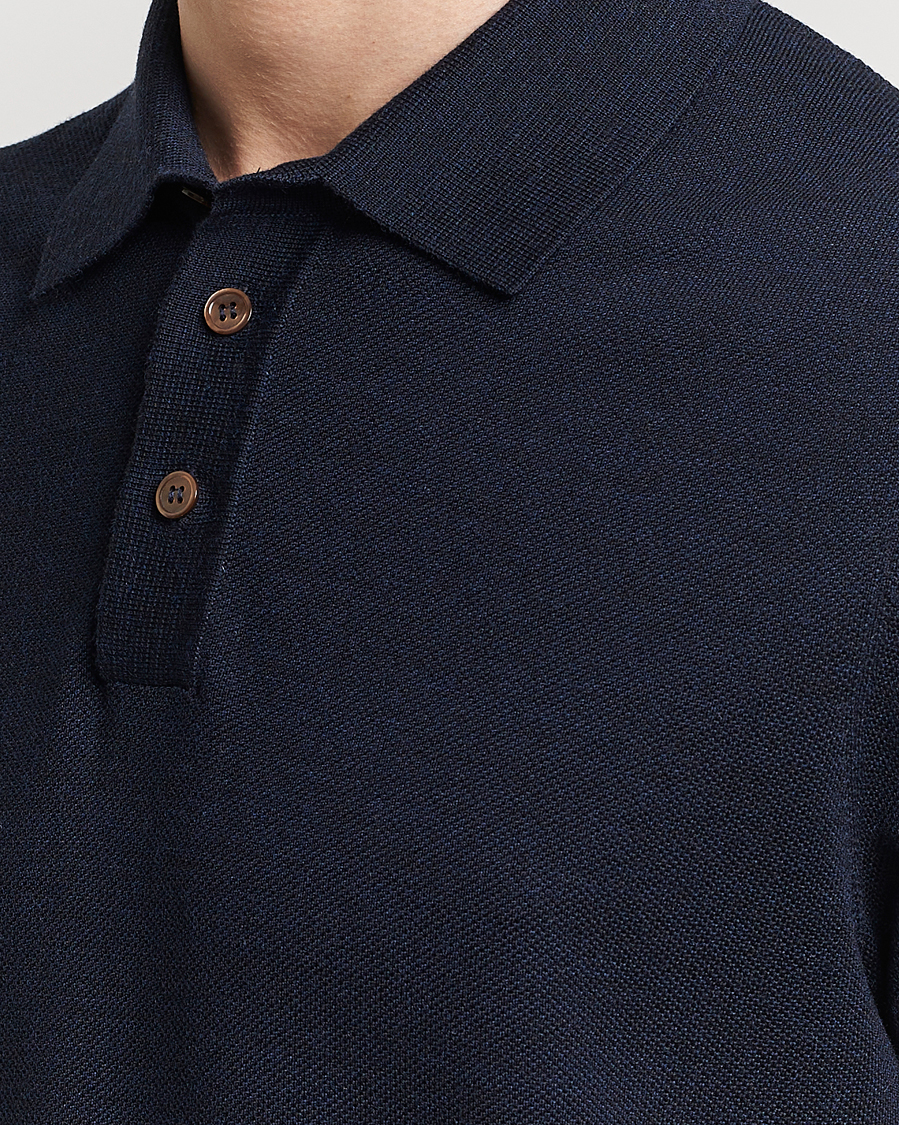 Herr | Pikéer | Morris Heritage | Alberto Knitted Short Sleeve Polo Shirt Navy
