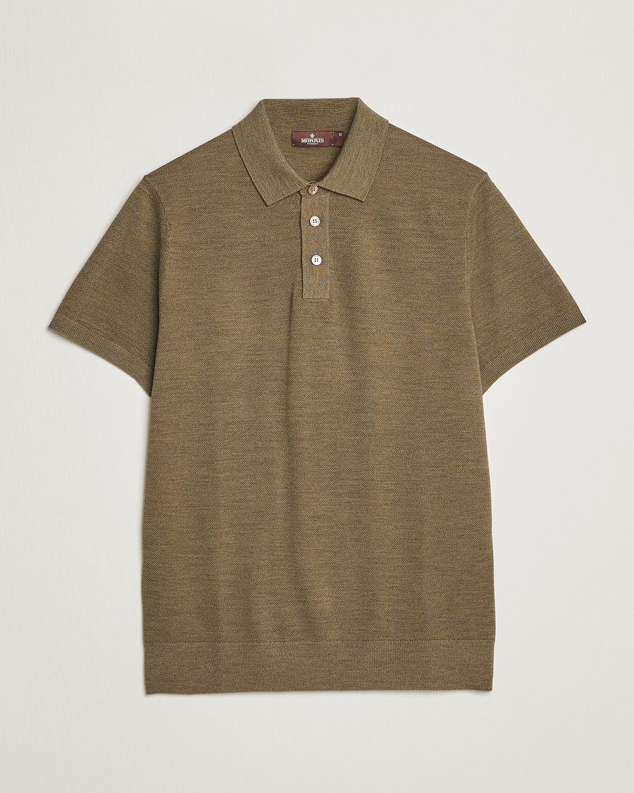 Herr | Pikéer | Morris Heritage | Alberto Knitted Short Sleeve Polo Shirt Olive