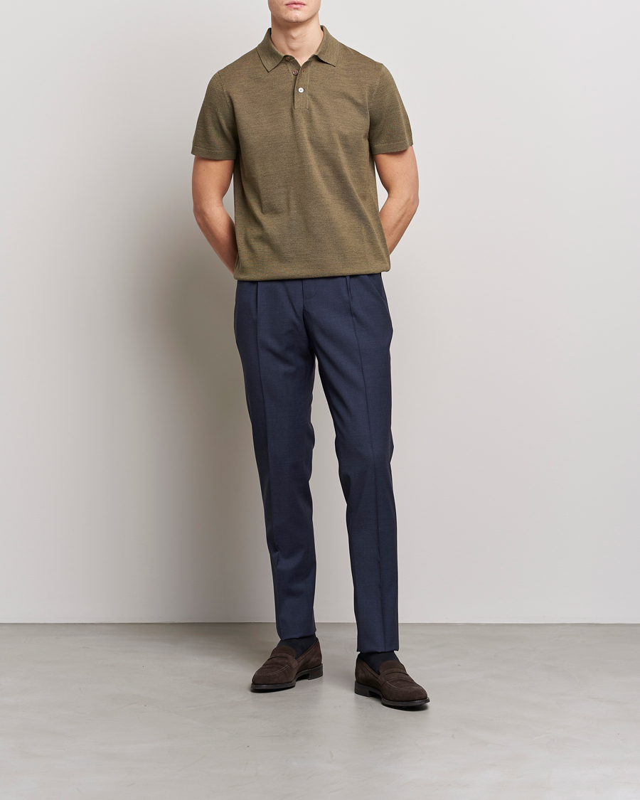 Herr | Pikéer | Morris Heritage | Alberto Knitted Short Sleeve Polo Shirt Olive