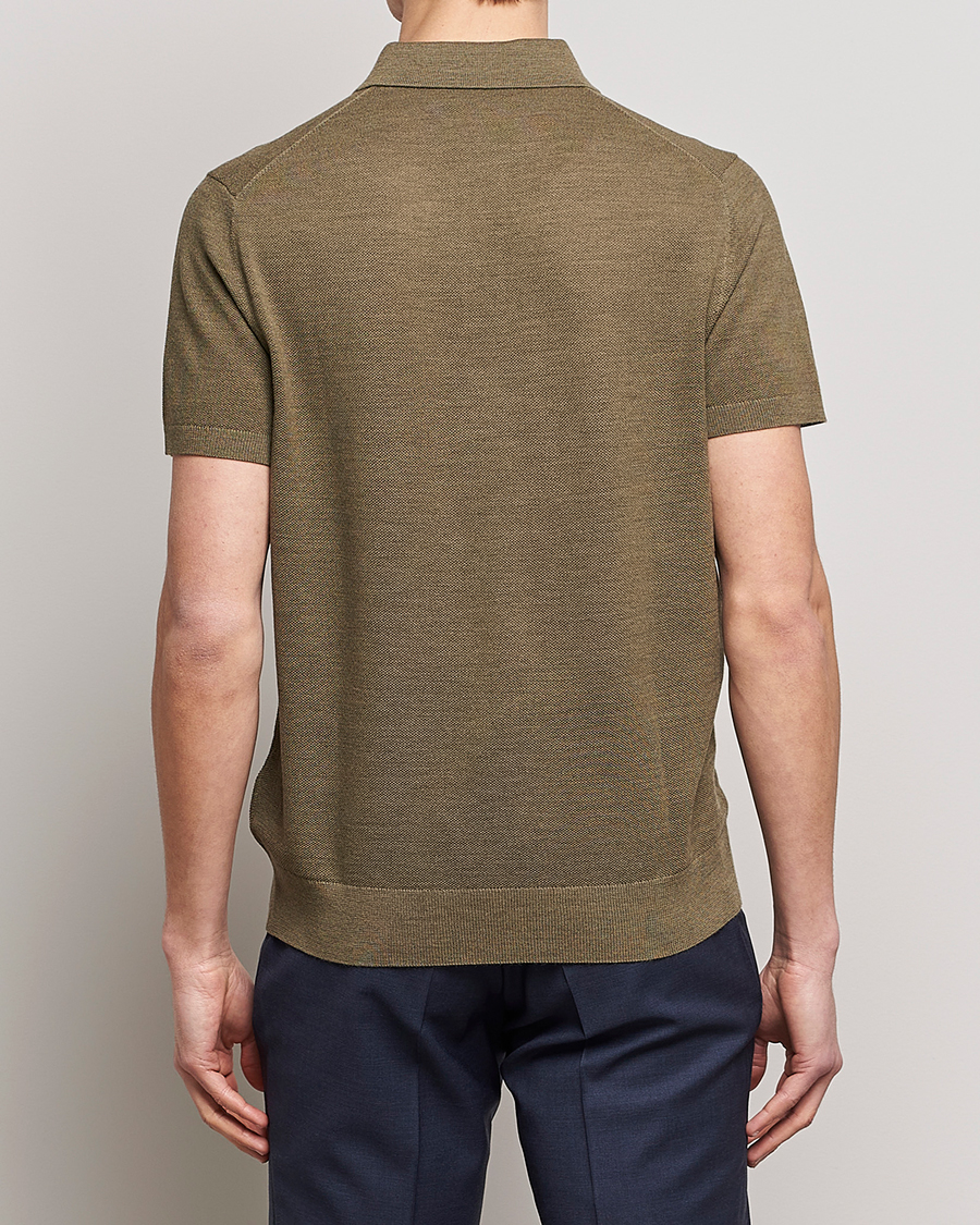Herr | Pikéer | Morris Heritage | Alberto Knitted Short Sleeve Polo Shirt Olive