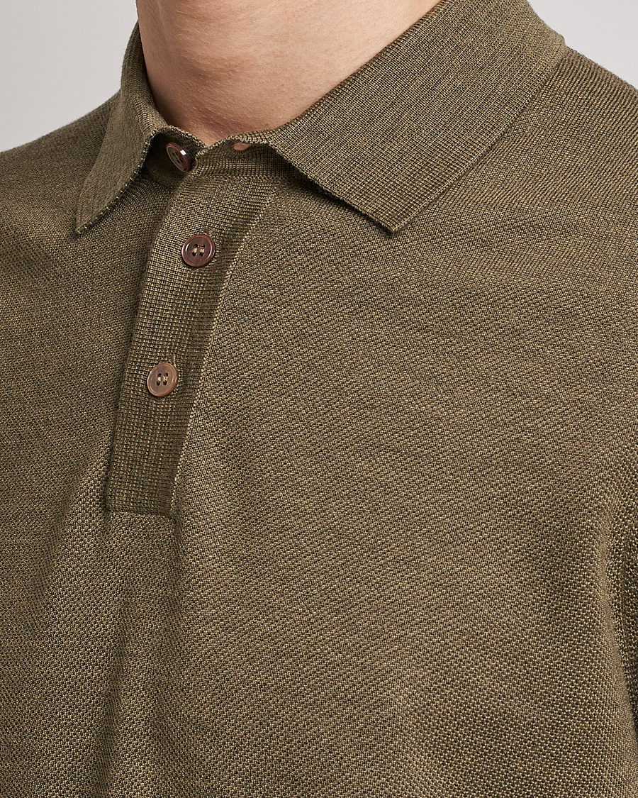 Herr | Pikéer | Morris Heritage | Alberto Knitted Short Sleeve Polo Shirt Olive