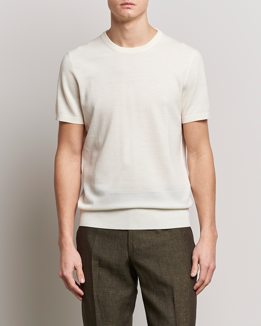 Herr | Kortärmade t-shirts | Morris Heritage | Alberto Knitted T-Shirt White