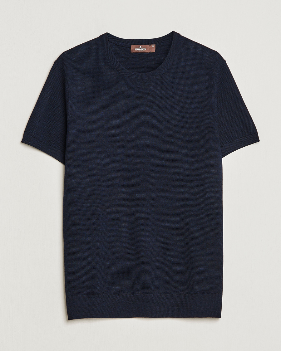 Herr | T-Shirts | Morris Heritage | Alberto Knitted T-Shirt Navy