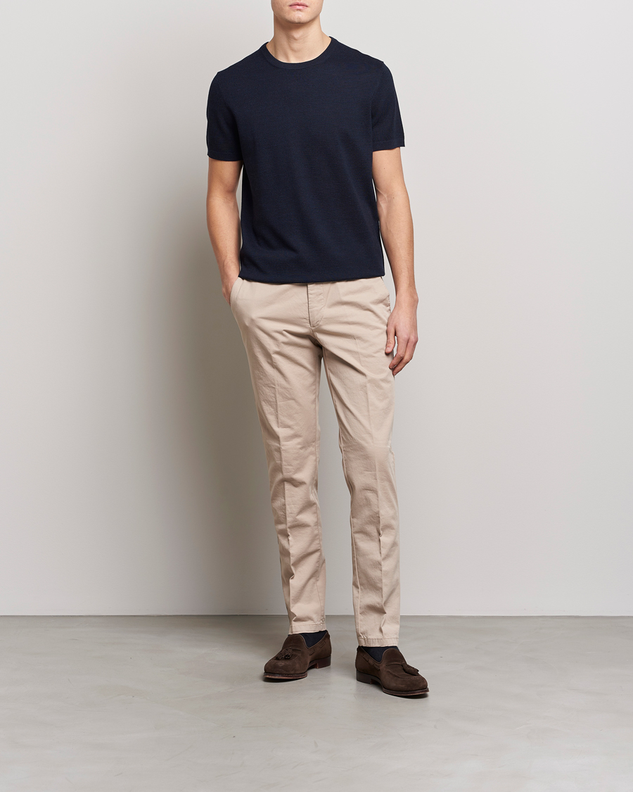 Herr | T-Shirts | Morris Heritage | Alberto Knitted T-Shirt Navy