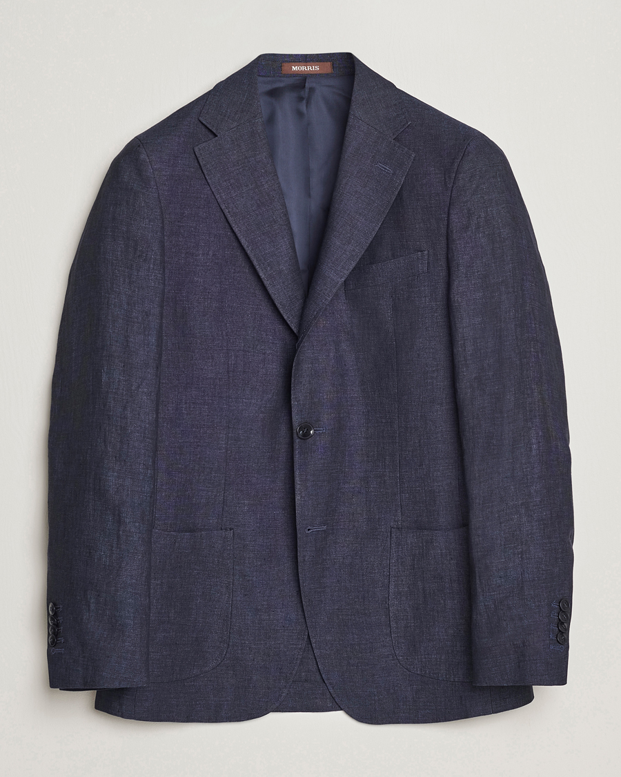 Herr | Kavajer | Morris Heritage | Mike Patch Pocket Linen Suit Blazer Navy