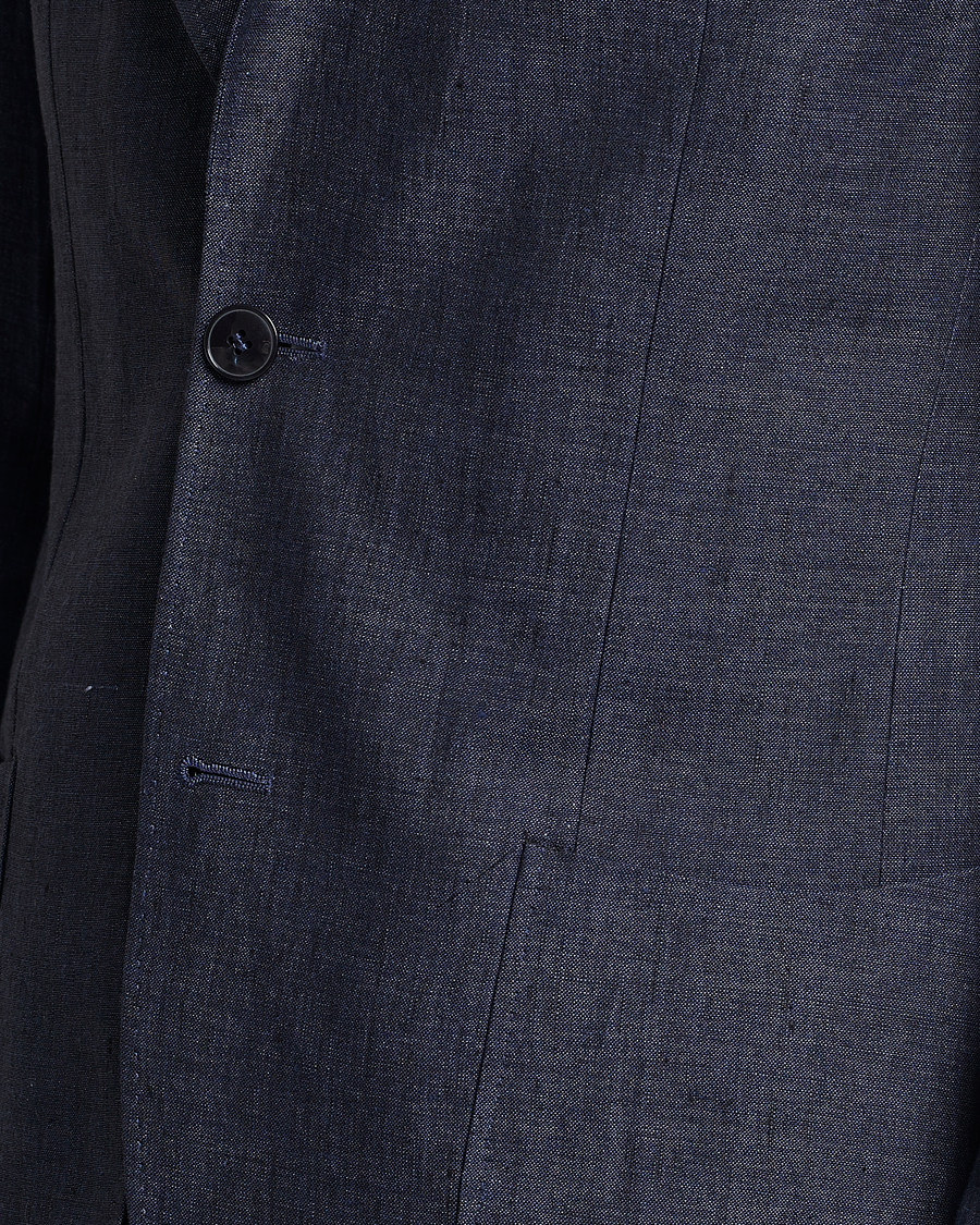 Herr | Kavajer | Morris Heritage | Mike Patch Pocket Linen Suit Blazer Navy