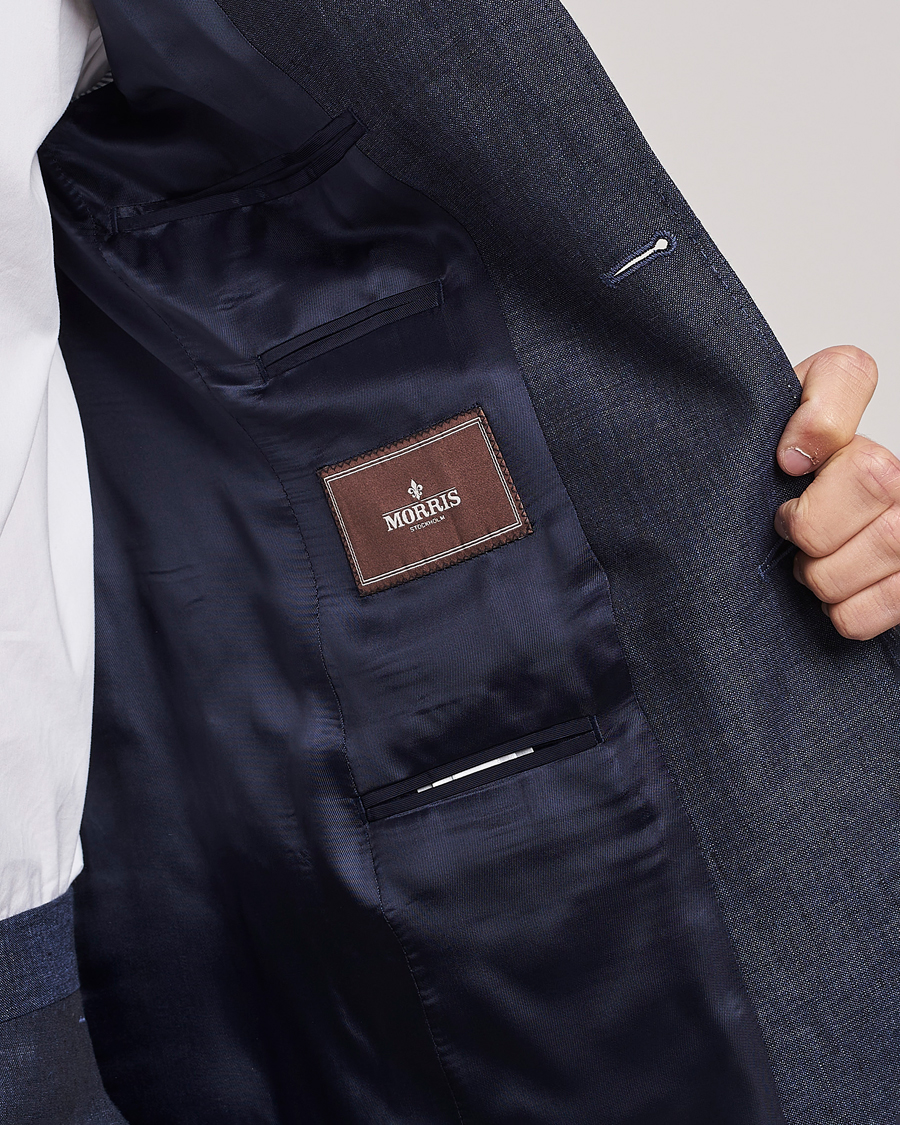 Herr | Kavajer | Morris Heritage | Mike Patch Pocket Linen Suit Blazer Navy