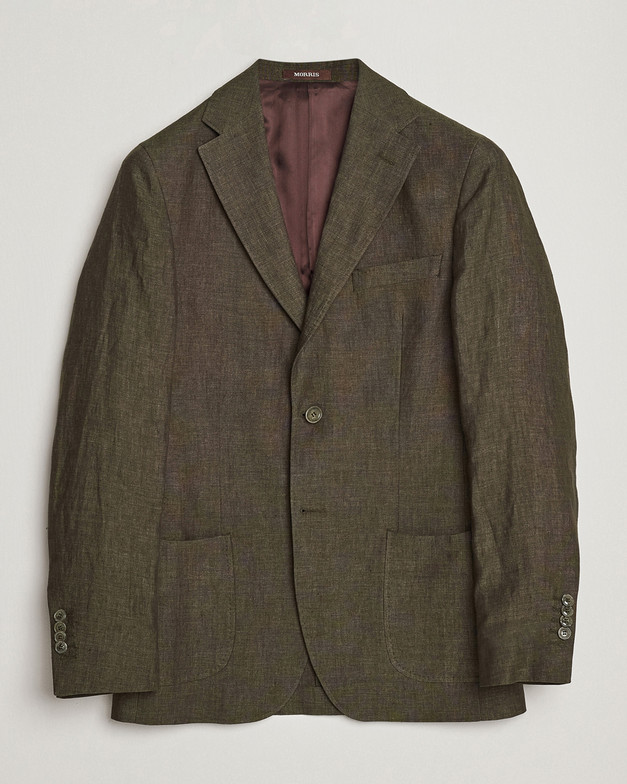 Herr | Kavajer | Morris Heritage | Mike Patch Pocket Linen Suit Blazer Olive