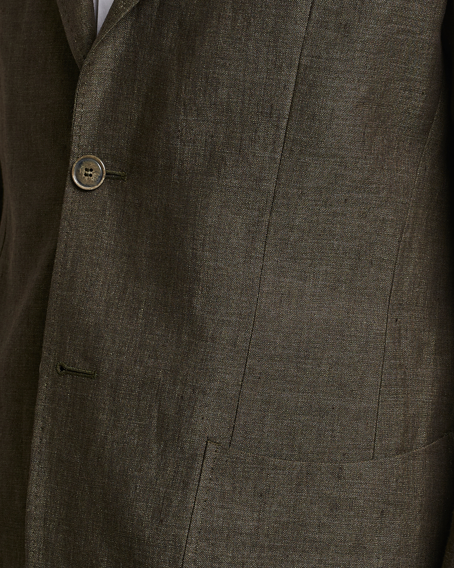 Herr | Kavajer | Morris Heritage | Mike Patch Pocket Linen Suit Blazer Olive