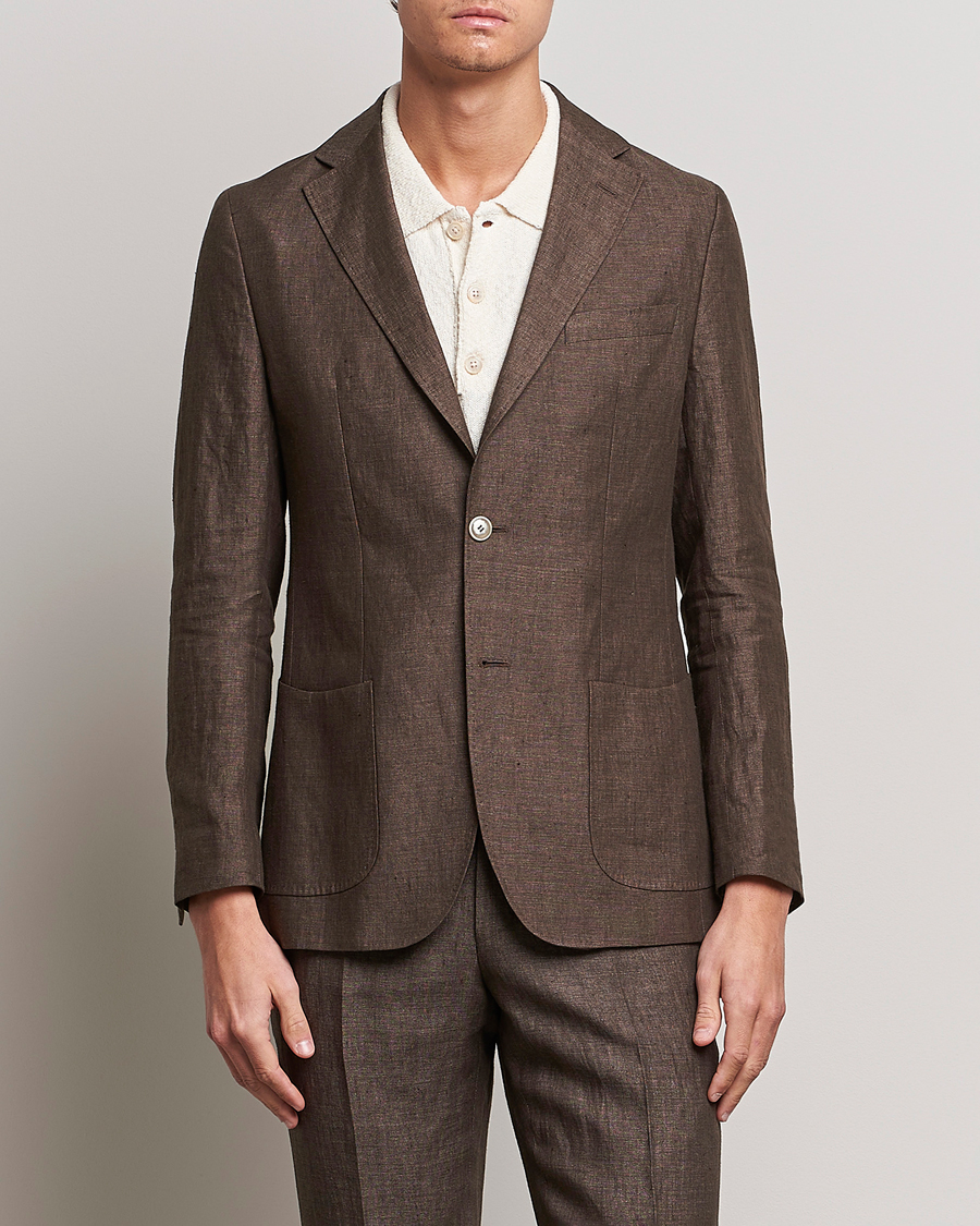 Herr | Kavajer | Morris Heritage | Mike Patch Pocket Linen Suit Blazer Brown