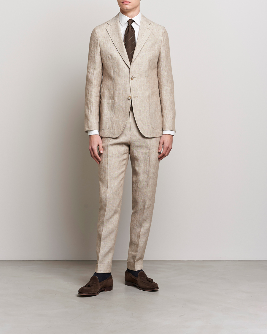 Herr | Byxor | Morris Heritage | Jack Linen Suit Trousers Beige