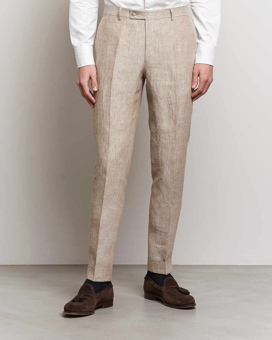 Herr | Byxor | Morris Heritage | Jack Linen Suit Trousers Beige