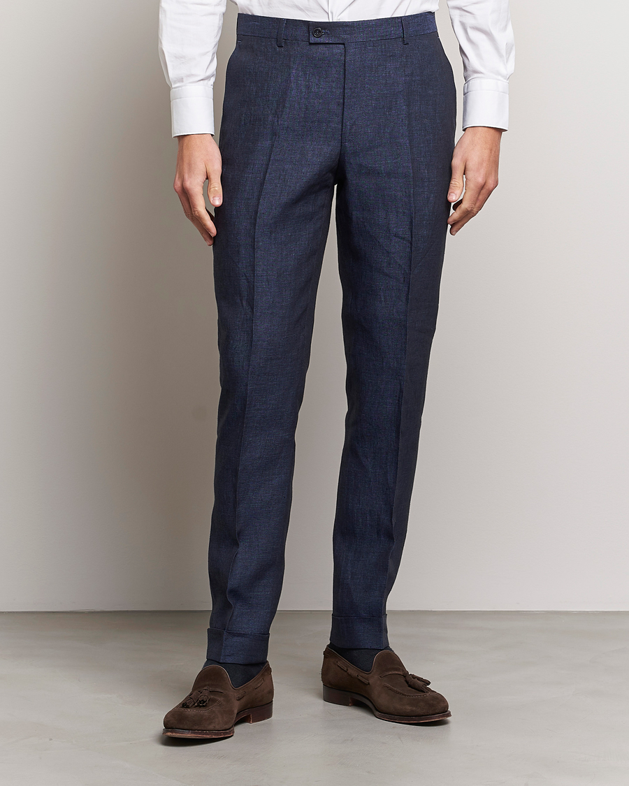Herr | Byxor | Morris Heritage | Jack Linen Suit Trousers Navy