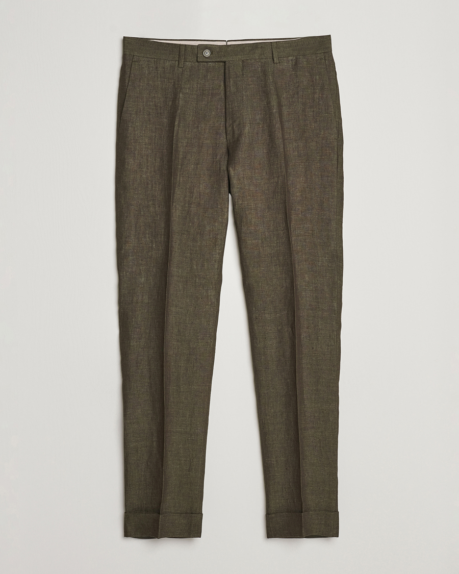 Herr | Byxor | Morris Heritage | Jack Linen Suit Trousers Olive