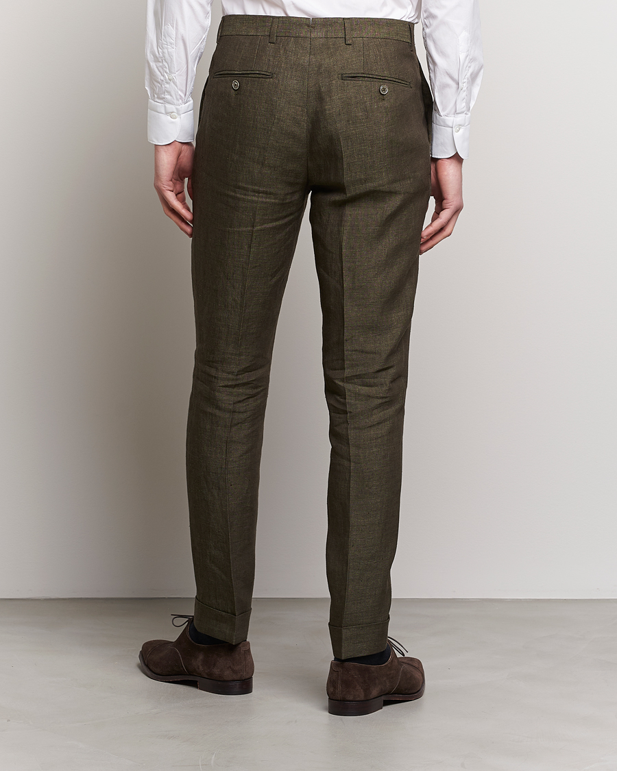Herr | Byxor | Morris Heritage | Jack Linen Suit Trousers Olive