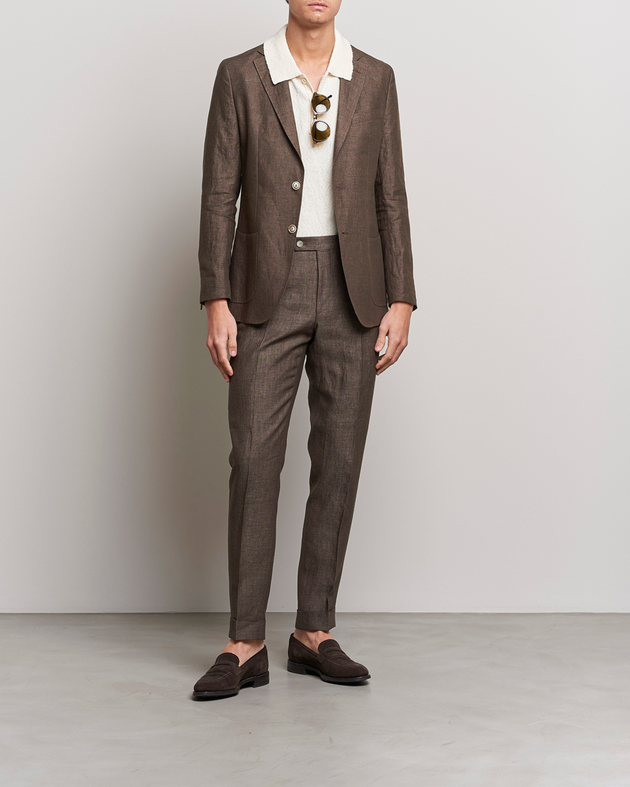 Herr | Byxor | Morris Heritage | Jack Linen Suit Trousers Brown