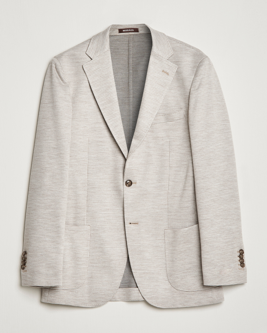 Herr | Kavajer | Morris Heritage | Mike Dogtooth Jersey Blazer Beige