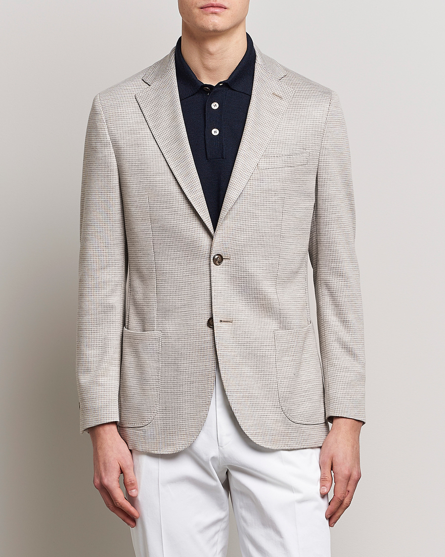 Herr | Kavajer | Morris Heritage | Mike Dogtooth Jersey Blazer Beige