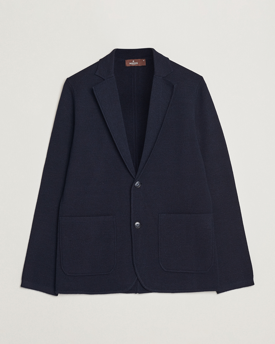 Herr | Kavajer | Morris Heritage | Knitted Wool Blazer Navy