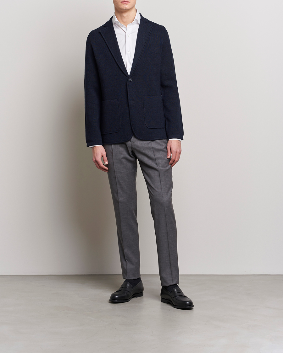 Herr | Kavajer | Morris Heritage | Knitted Wool Blazer Navy