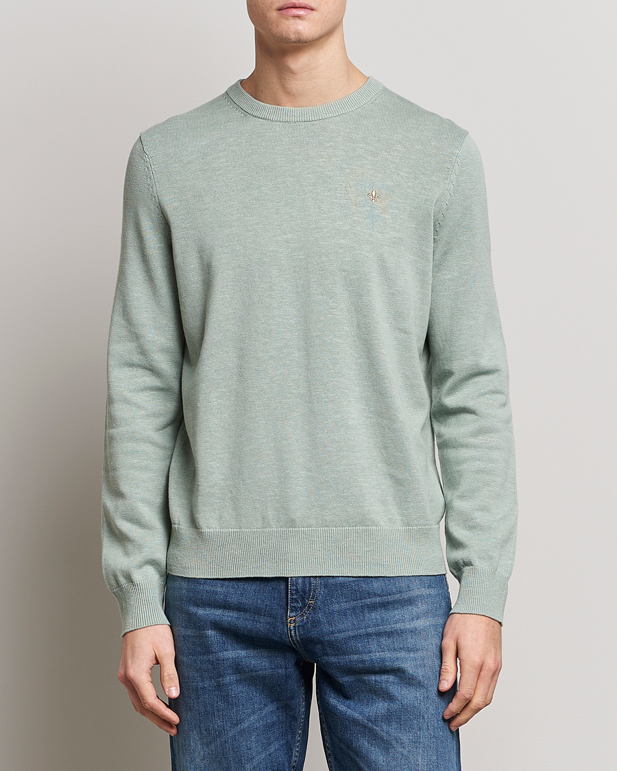 Herr | Tröjor | Morris | Harold Cotton/Linen Summer Crew Neck Mint Green