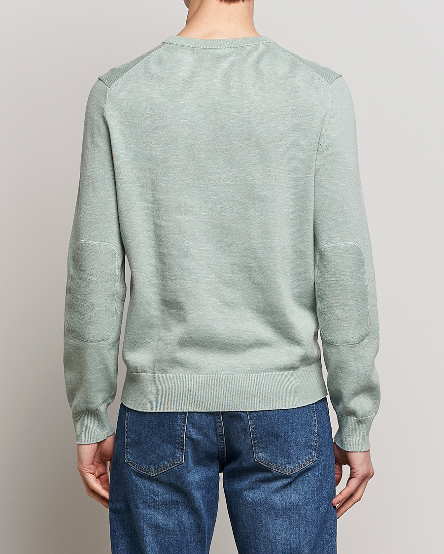 Herr | Tröjor | Morris | Harold Cotton/Linen Summer Crew Neck Mint Green
