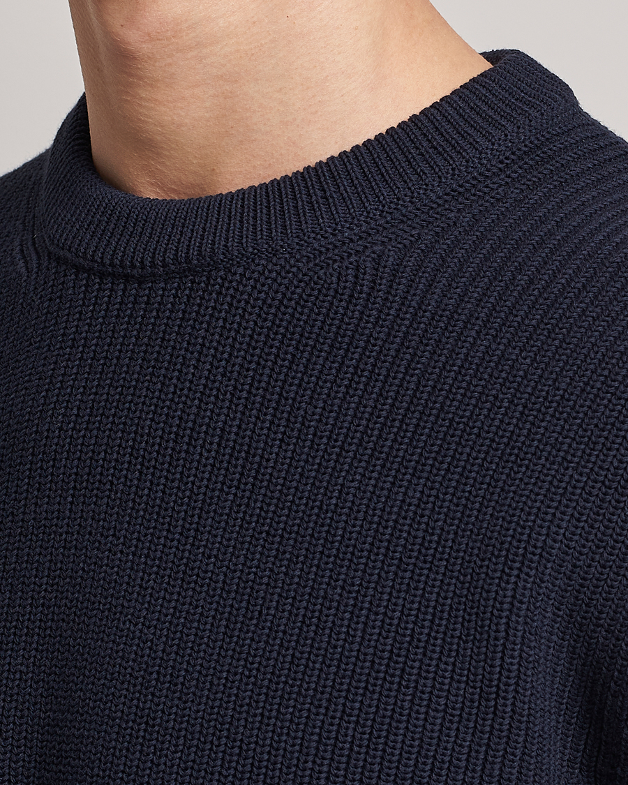 Herr | Tröjor | Nudie Jeans | Augusti Rib Cotton Sweater Navy