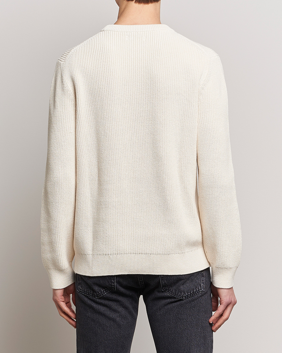Herr | Tröjor | Nudie Jeans | August Cotton Rib Knitted Sweater Chalk White
