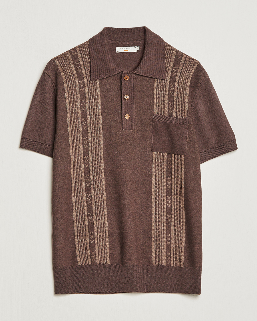 Herr | Pikéer | Nudie Jeans | Frippe Knitted Polo Brown