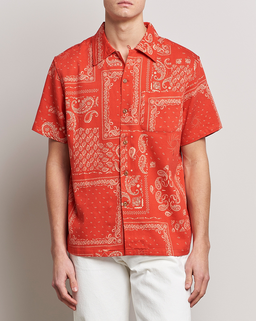 Herr | Skjortor | Nudie Jeans | Aron Printed Short Sleeve Shirt Red