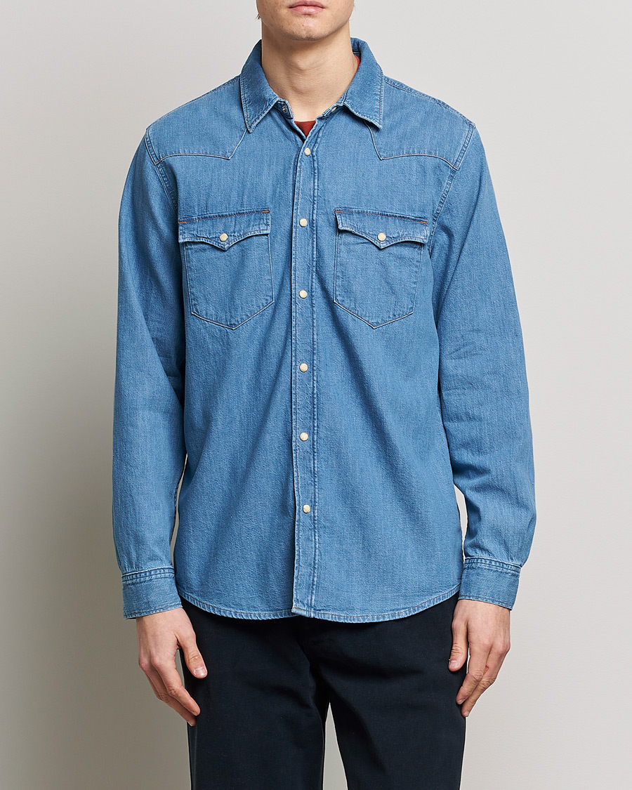 Herr |  | Nudie Jeans | George Pocket Denim Shirt Blue