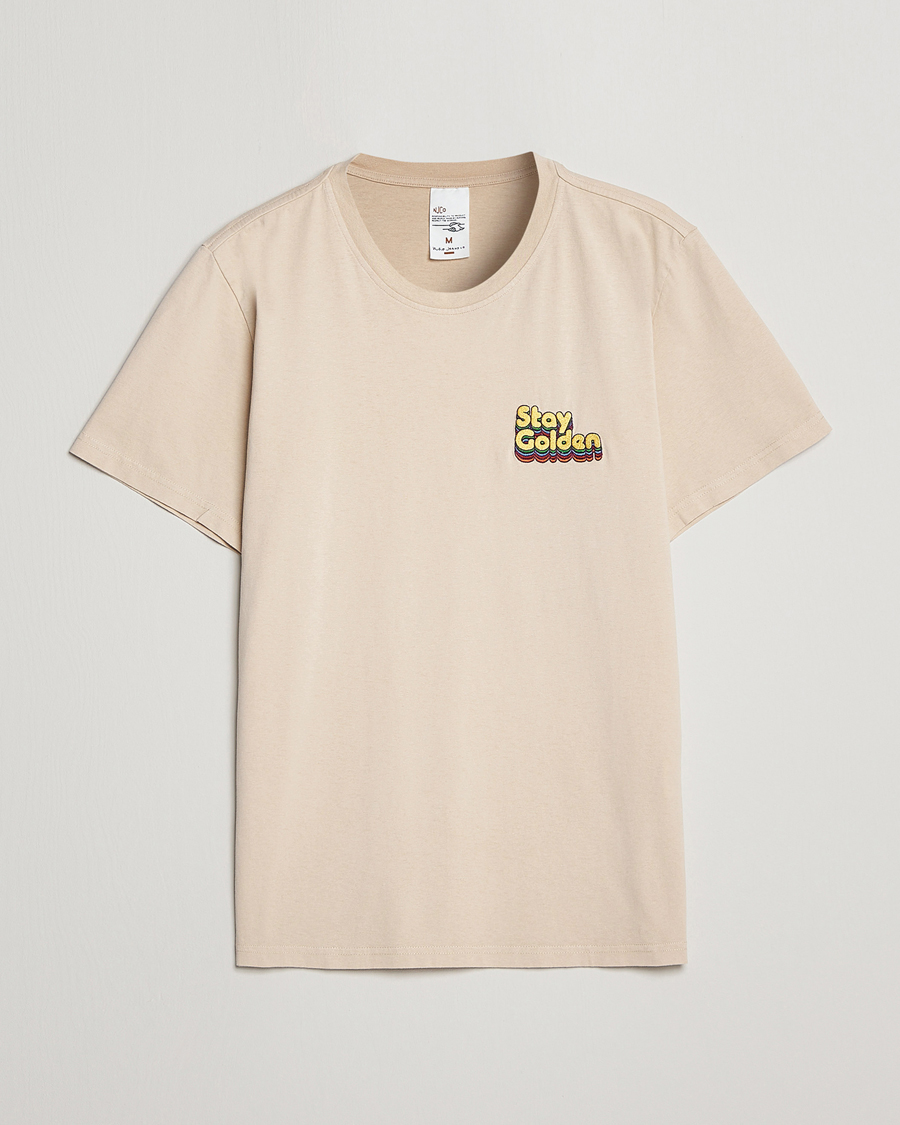 Herr | T-Shirts | Nudie Jeans | Roy Logo Crew Neck T-Shirt Cream