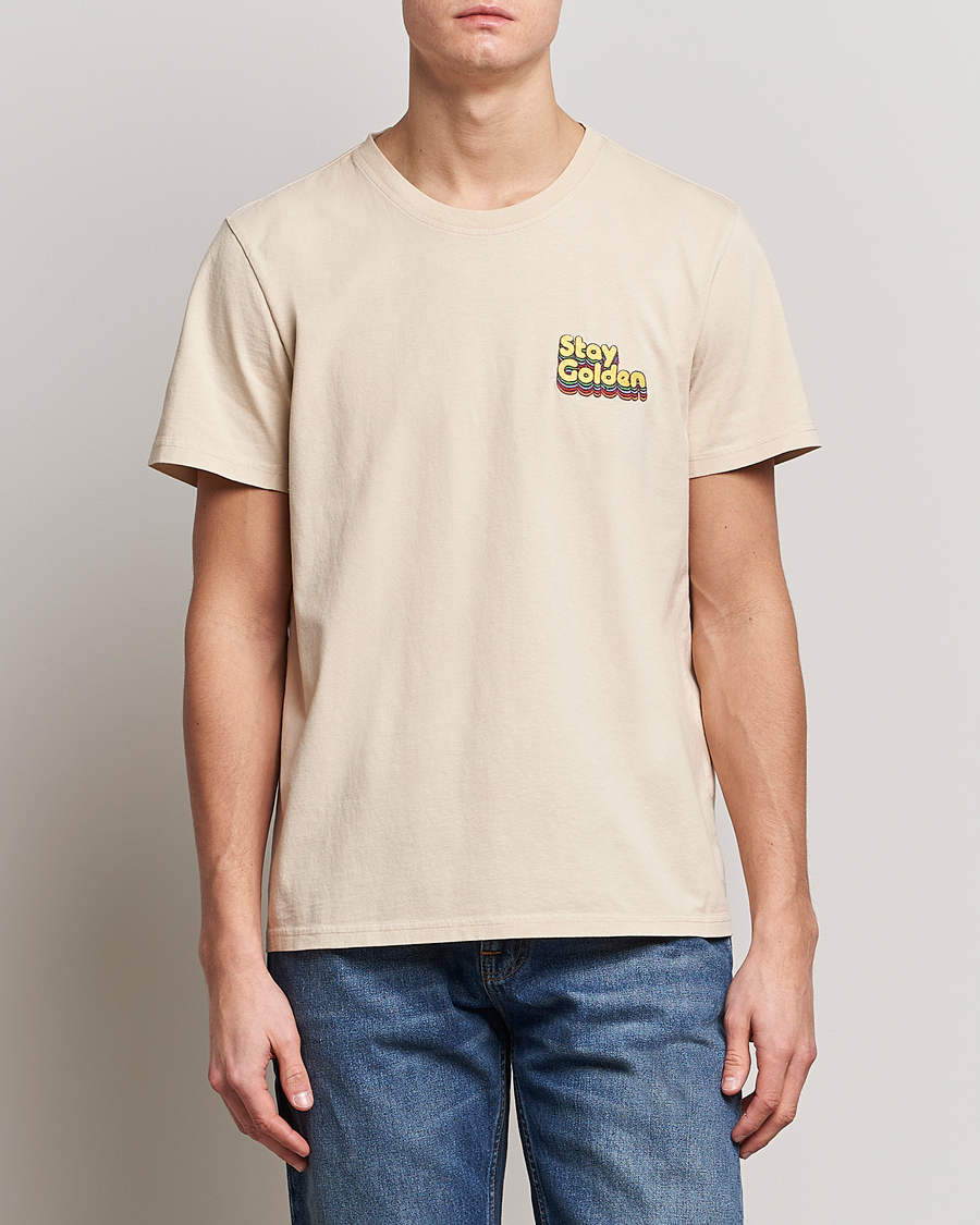 Herr | T-Shirts | Nudie Jeans | Roy Logo Crew Neck T-Shirt Cream