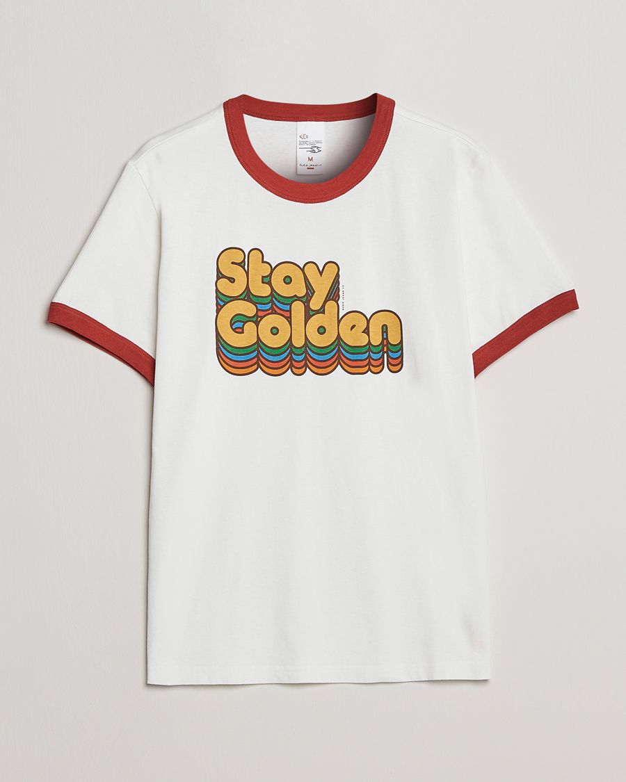 Herr | T-Shirts | Nudie Jeans | Ricky Logo Crew Neck T-Shirt Chalk White