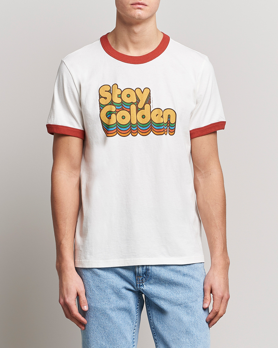 Herr | T-Shirts | Nudie Jeans | Ricky Logo Crew Neck T-Shirt Chalk White