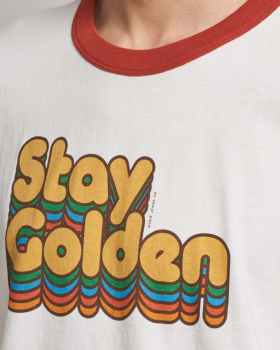 Herr | T-Shirts | Nudie Jeans | Ricky Logo Crew Neck T-Shirt Chalk White