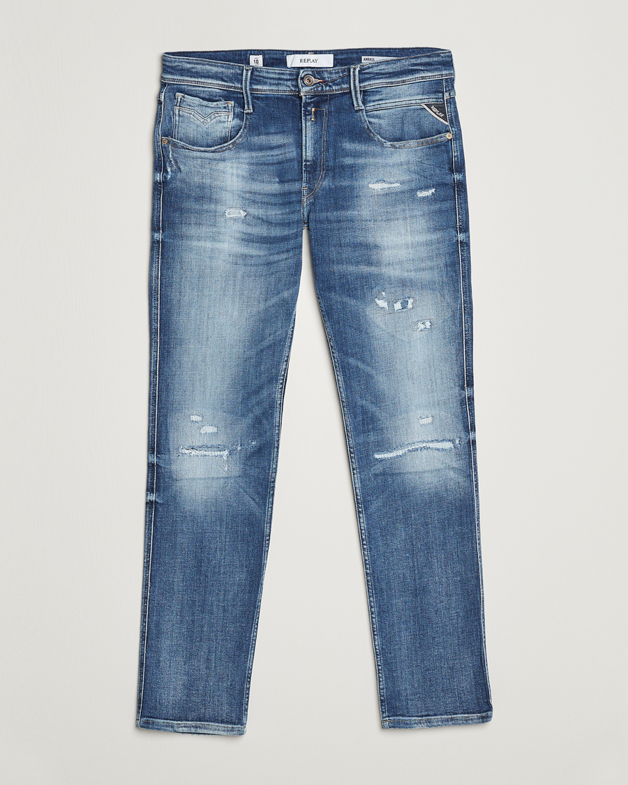 Herr | Jeans | Replay | Anbass Power Stretch 10 Year Wash Jeans Medium Blue